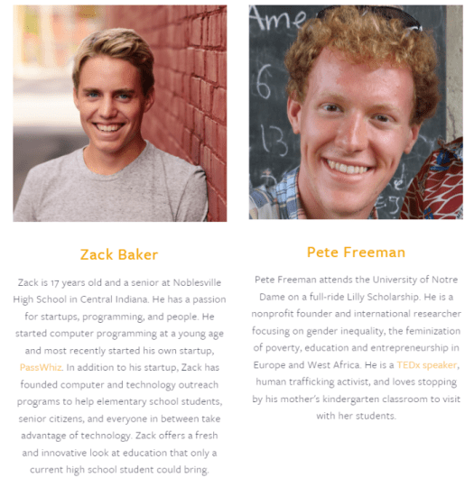 Zack and Pete profiles